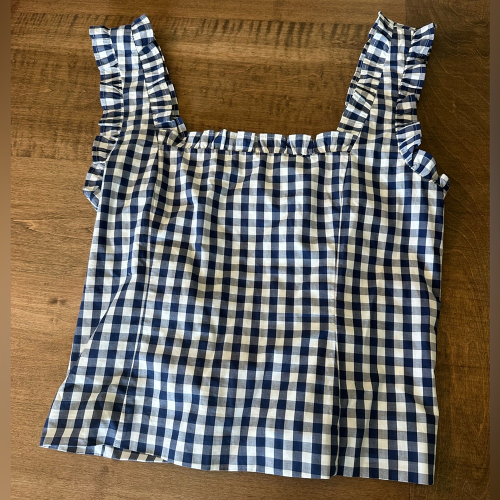 Blue and White Gingham Top